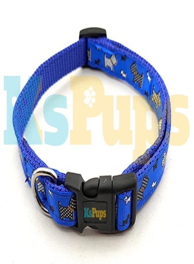 KsPups طقم حزام ومقود للكلاب من KsPups مستورد | مزين بطبعة حيوانات صغيرة، طوق نايلون قابل للتعديل مع مقود | للكلاب الصغيرة والمتوسطة الحجم، طقم طوق للجراء | (لون أزرق) - Image 2